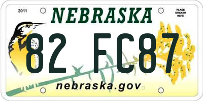 NE license plate 82FC87