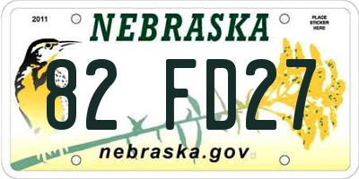 NE license plate 82FD27