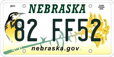 NE license plate 82FF52