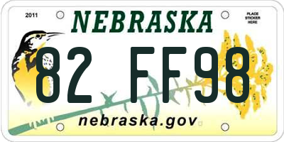 NE license plate 82FF98