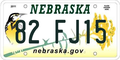 NE license plate 82FJ15
