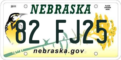 NE license plate 82FJ25