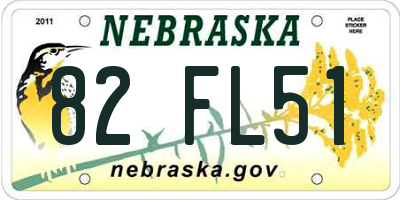 NE license plate 82FL51