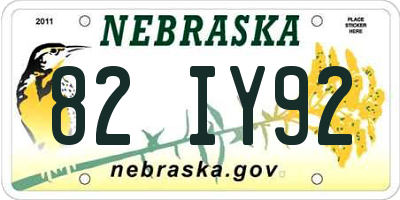 NE license plate 82IY92