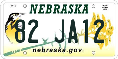 NE license plate 82JA12