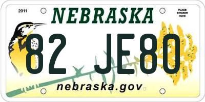 NE license plate 82JE80