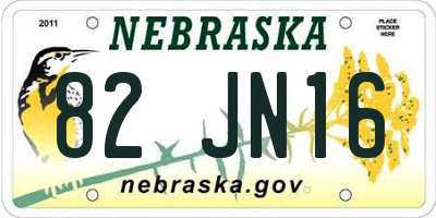 NE license plate 82JN16