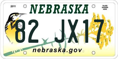 NE license plate 82JX17