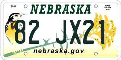 NE license plate 82JX21