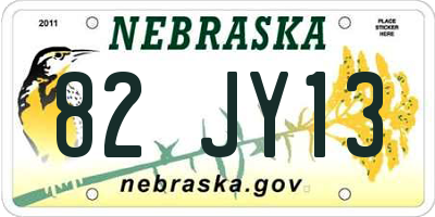 NE license plate 82JY13