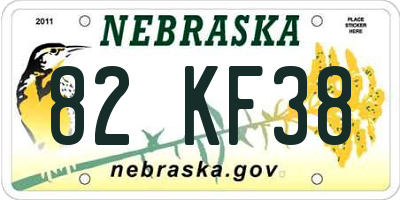 NE license plate 82KF38