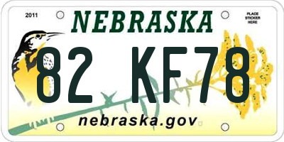 NE license plate 82KF78
