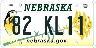 NE license plate 82KL11