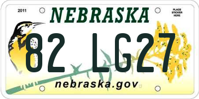 NE license plate 82LG27
