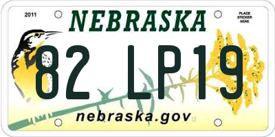 NE license plate 82LP19