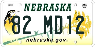 NE license plate 82MD12