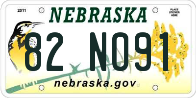 NE license plate 82NO91