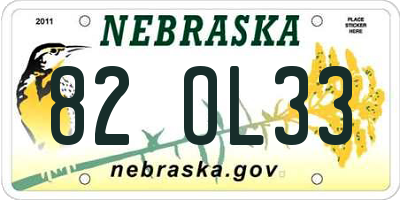 NE license plate 82OL33