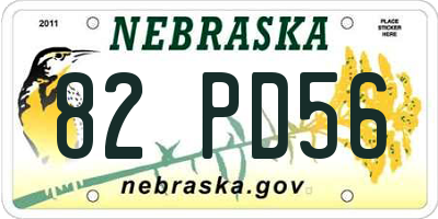 NE license plate 82PD56