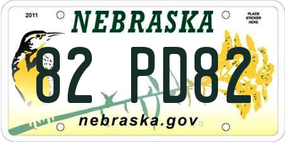 NE license plate 82PD82