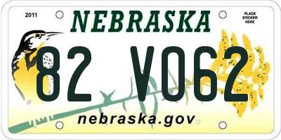 NE license plate 82VO62