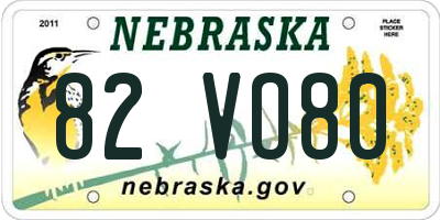 NE license plate 82VO80