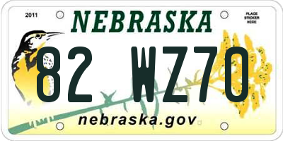 NE license plate 82WZ70