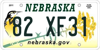 NE license plate 82XF31