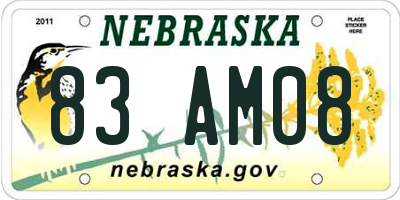 NE license plate 83AM08