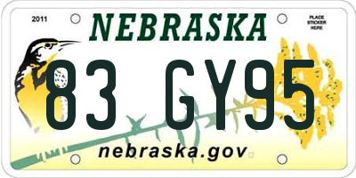 NE license plate 83GY95
