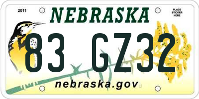 NE license plate 83GZ32