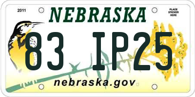 NE license plate 83IP25