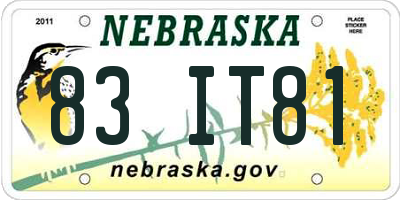NE license plate 83IT81