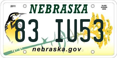 NE license plate 83IU53