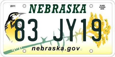 NE license plate 83JY19