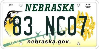 NE license plate 83NC07