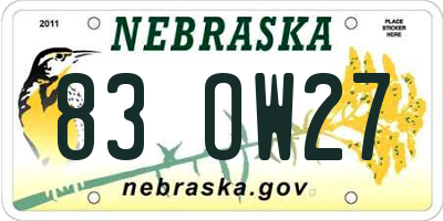 NE license plate 83OW27