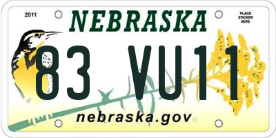 NE license plate 83VU11