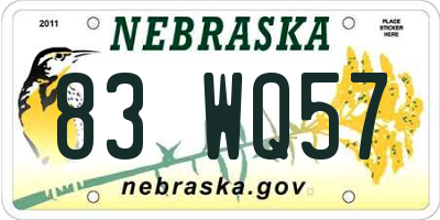 NE license plate 83WQ57