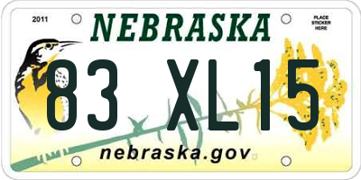 NE license plate 83XL15