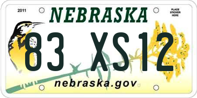 NE license plate 83XS12