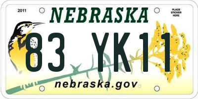 NE license plate 83YK11