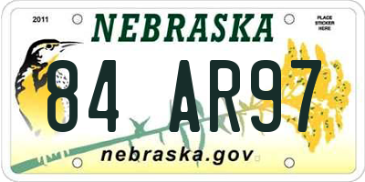 NE license plate 84AR97