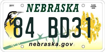 NE license plate 84BD31