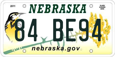 NE license plate 84BE94