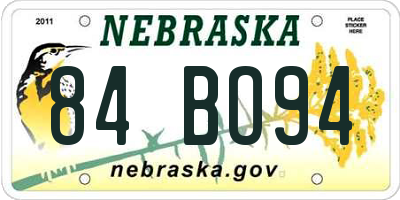 NE license plate 84BO94