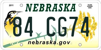NE license plate 84CG74