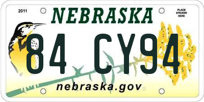 NE license plate 84CY94