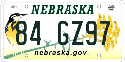 NE license plate 84GZ97
