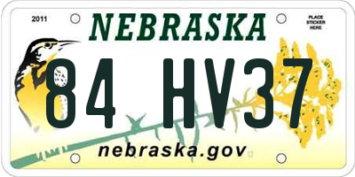 NE license plate 84HV37